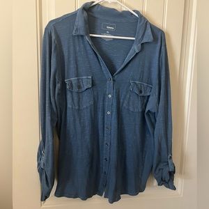 Knit colored long button down